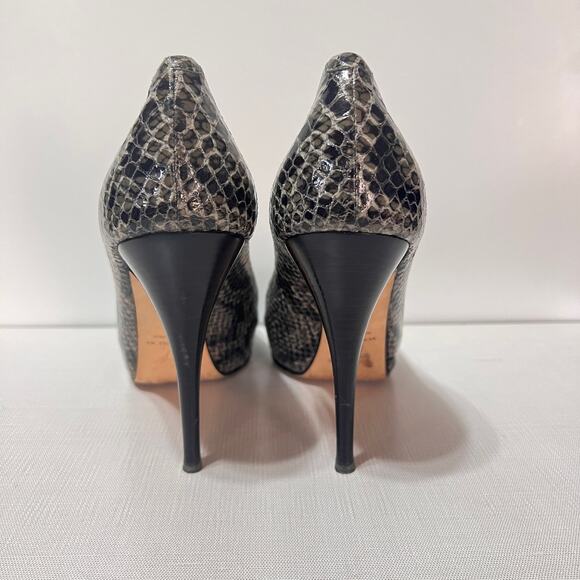 Giuseppe Zanotti Snake Embossed Peep-toe Stiletto Pumps Heels Gray Women Size 38 - Picture 5 of 7